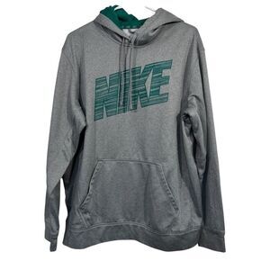 Nike Therma-Fit Grey Fleece Lined Athletic Hoodie Sweatshirt